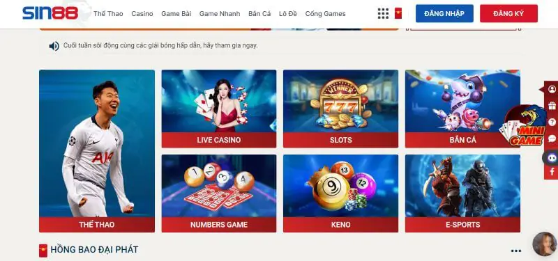 Nhà cái SIN88 cung cấp game