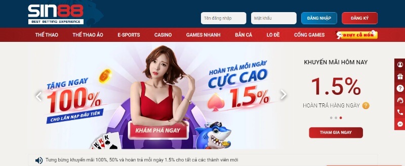 Chương trình khuyến mãi Sin88