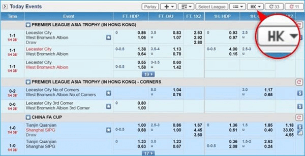 Odds Hong Kong
