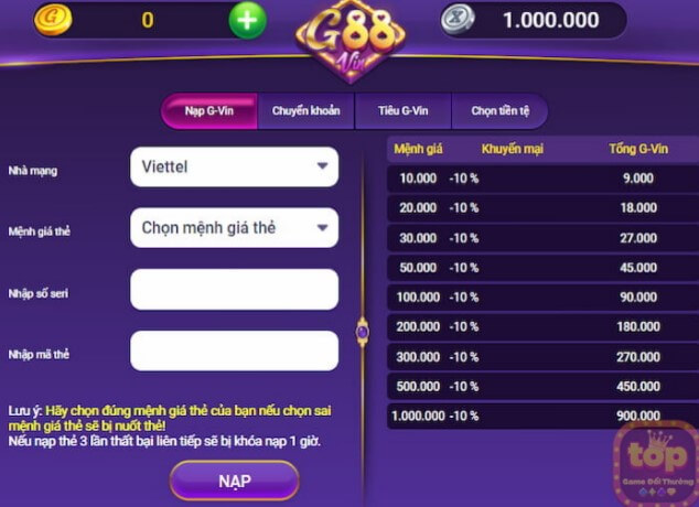 GAMVIP - Nhà cái uy tín đẳng cấp hàng đầu Việt Nam 4 Nạp và rút tiền cực đơn giản và nhanh chóng tại GAMVIP.